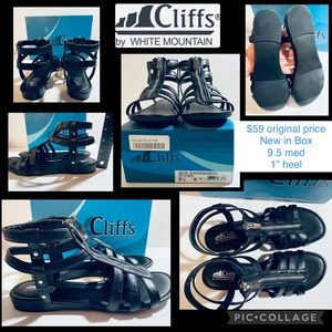 9.5 Med ⭐️NEW Cliffs by White Mountain Gailyn Gladiator Sandals - Black & Silver